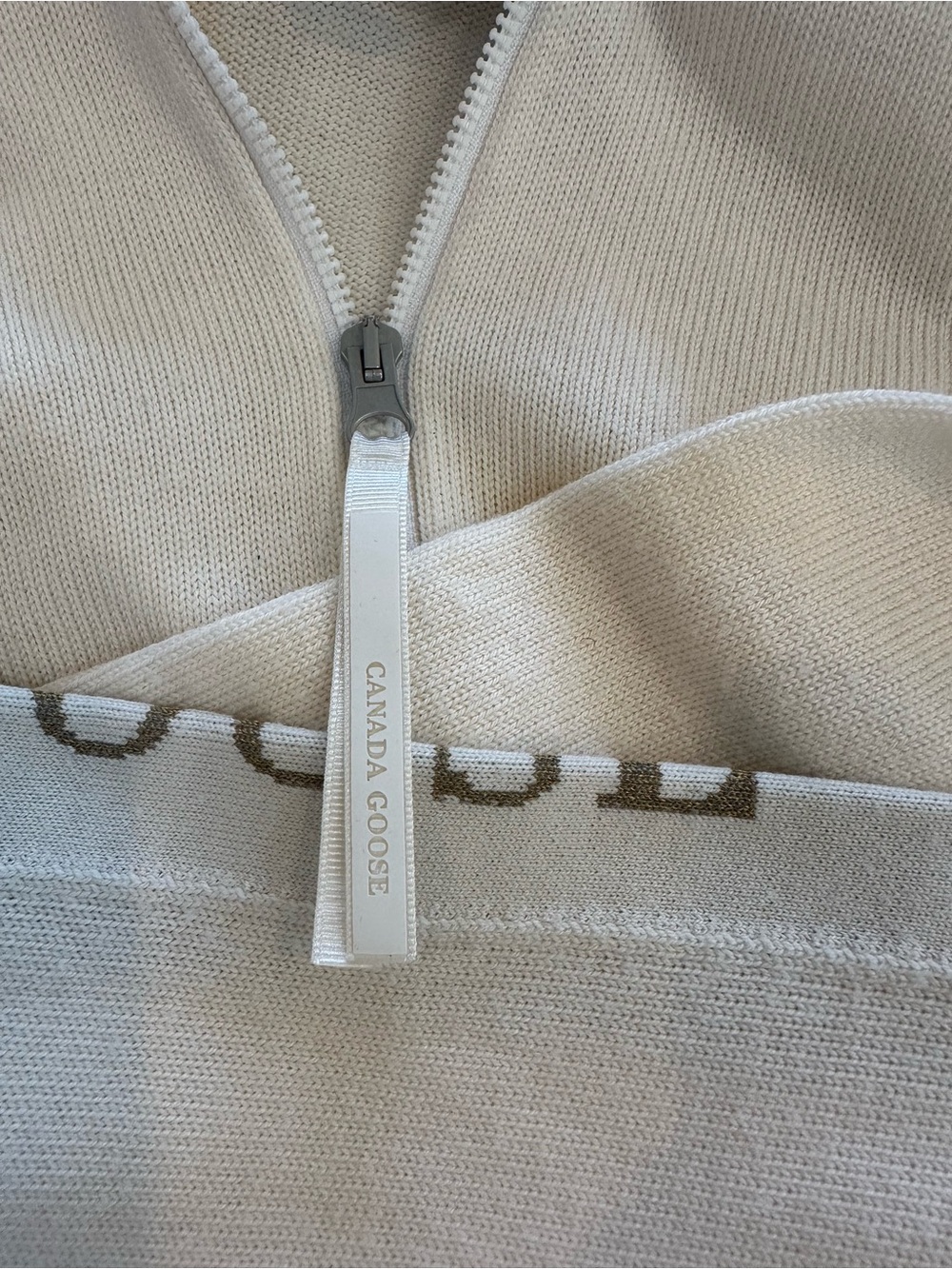 Canada Goose Cream Zip Front Hooded Sweater - Picture 13 of 13